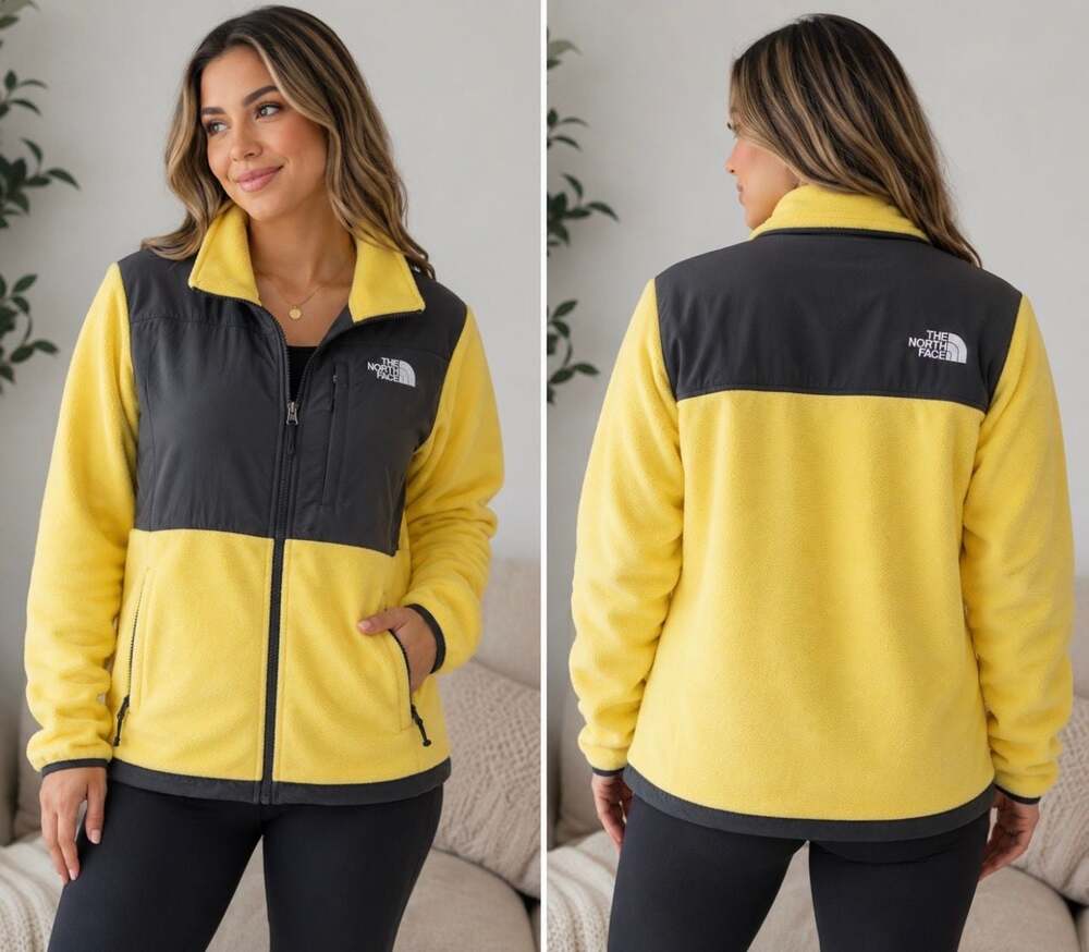 The North Face Denali 2 Fleece Jacket Women's Size L Yellow and Grey